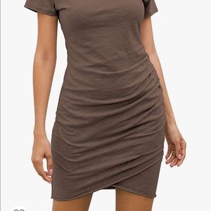 Ruched Tshirt Dress Tulip Brown Neutral Bodycon